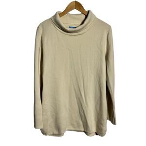 Burgess‎ Minimal Cashmere Lauren Sweater Women L Cream High Neck Cotton Tunic